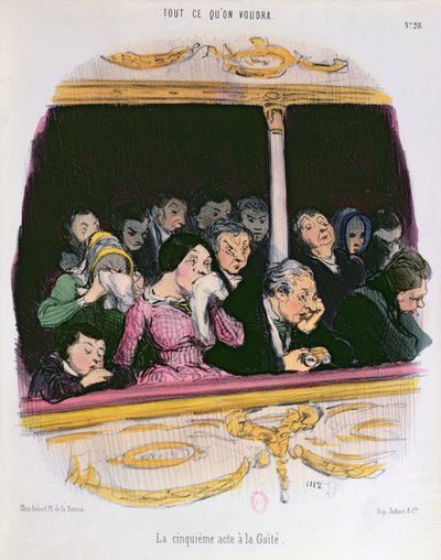 Der fünfte Akt im Gaiety Theatre, Mitte des 19. Jahrhunderts von Honoré Daumier